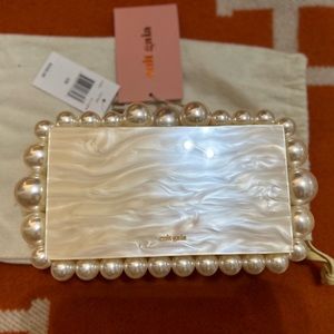 NEW WITH TAGS Authentic Cult Gaia Eos Beaded Acrylic Clutch Pearl White